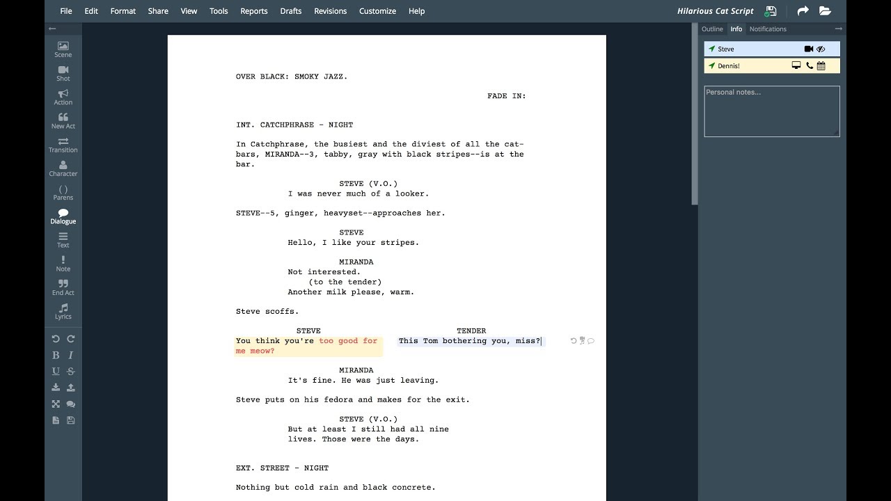 fade in script writing software